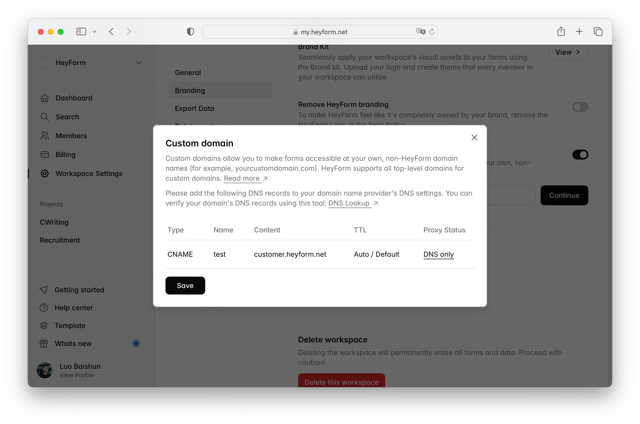 Add DNS records to your domain provider