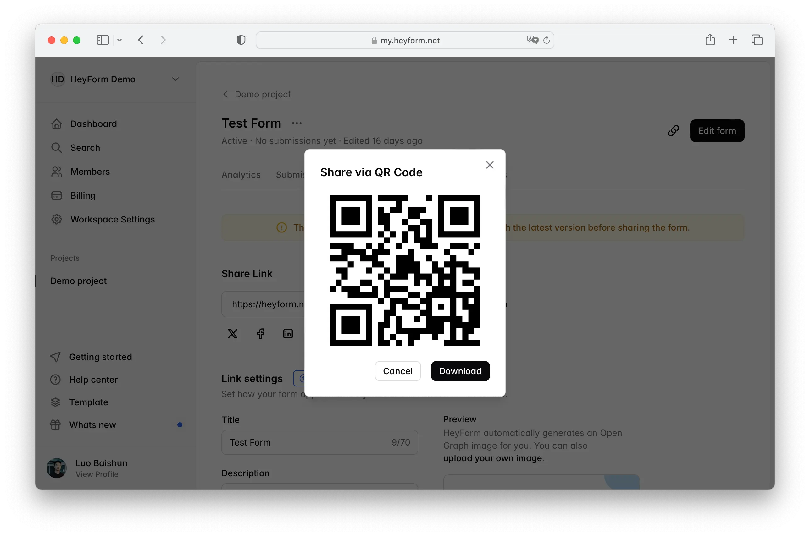 Sharing with QR Code